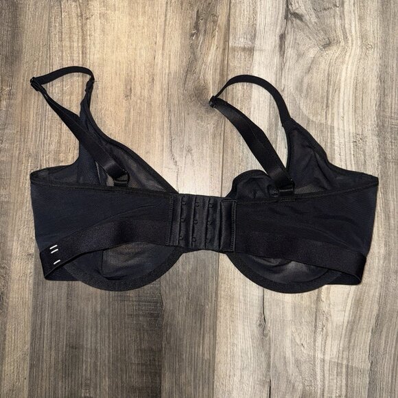 Negative 36DD Bra Black Sieve Demi Underwire Back Closure Sheer Cups - Picture 2 of 3